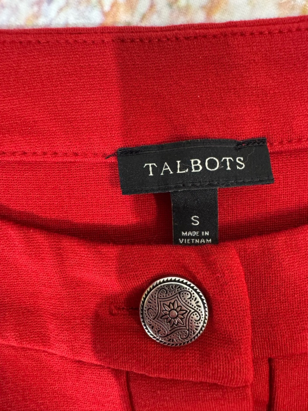 Talbots Red Button-Placket 3/4 Sleeve Top Small - Picture 3 of 8